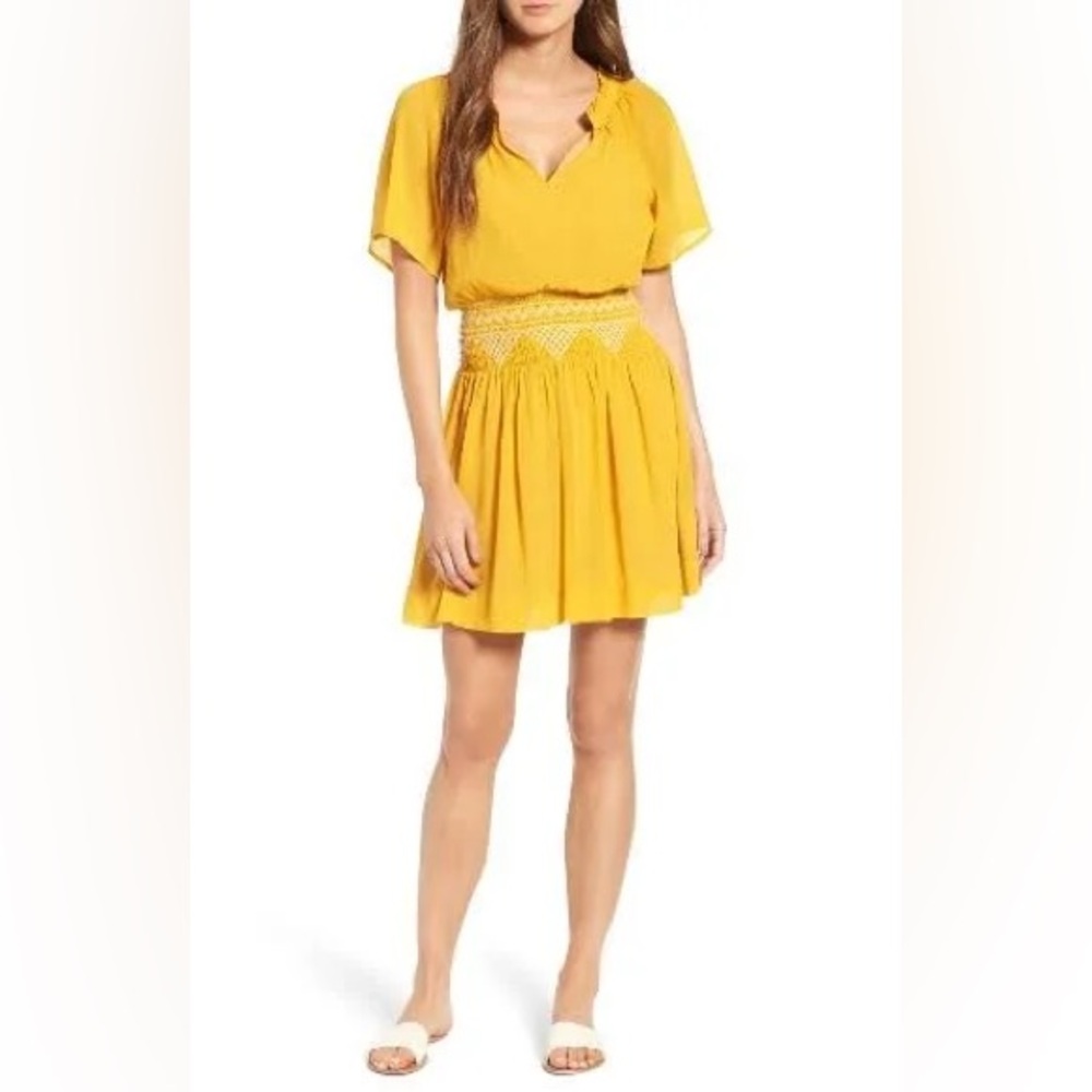 MADEWELL SIZE 10 Yellow Short Sleeve Dress